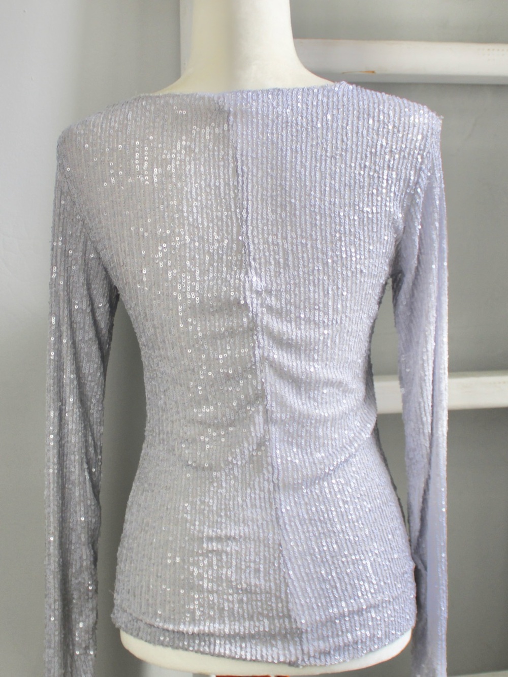Free People Intimately Sequin Gold Rush Long Sleeve Top Purple Lavender Size XS - Picture 3 of 6